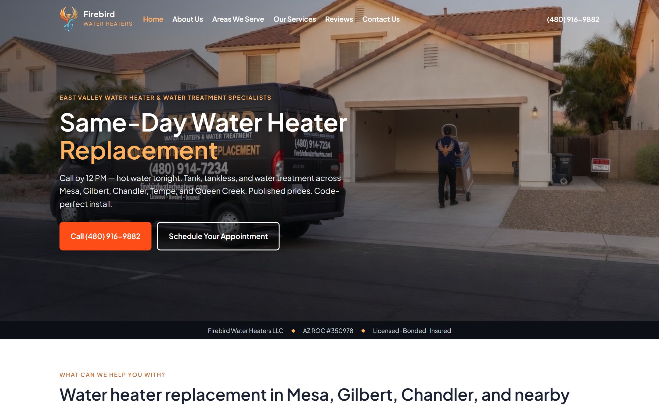 The Firebird Water Heaters homepage