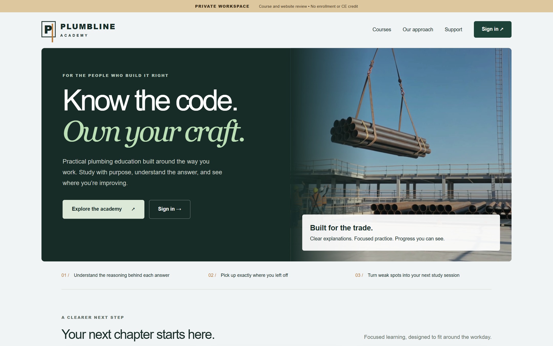 The Plumbline Academy homepage